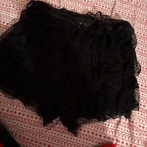 Black Layered Lace Mini Skirt